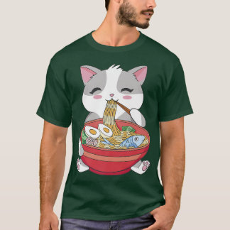 Katze Eating Ramen Pet Food T-Shirt