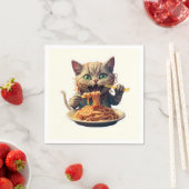Katze Eating Spaghetti Serviette (Beispiel)