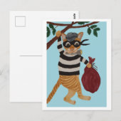 Katze Einbrecher Postkarte (Vorne/Hinten)