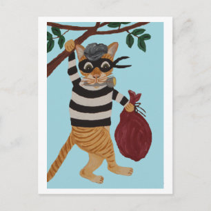 Katze Einbrecher Postkarte
