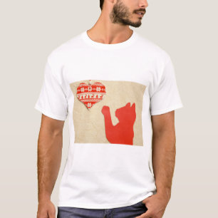 Katze einen Heart Red Silhouette Sticker Jäger Hol T-Shirt