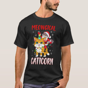 Katze Einhorn Caticorn Katze Santa Weihnachtslich T-Shirt