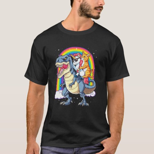 Katze Einhorn Dinosaurrex T-Shirt (Vorderseite)