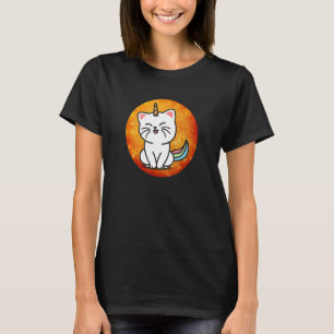 Katze Einhorn Regenbogen Fantasie Kätzchen Feuer F T-Shirt