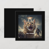 Katze Einnahme von Selfie mit UFO und Bigfoot Funn Einladung (Vorne/Hinten)