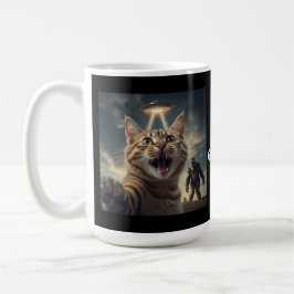 Katze Einnahme von Selfie mit UFO und Bigfoot Funn Kaffeetasse