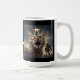 Katze Einnahme von Selfie mit UFO und Bigfoot Funn Kaffeetasse