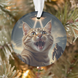Katze Einnahme von Selfie mit UFO und Bigfoot Funn Ornament