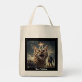 Katze Einnahme von Selfie mit UFO und Bigfoot Funn Tragetasche (Rückseite)