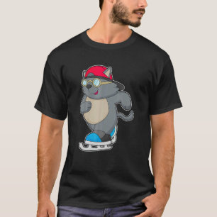 Katze Eislaufen Schlittschuhe Wintersport T-Shirt