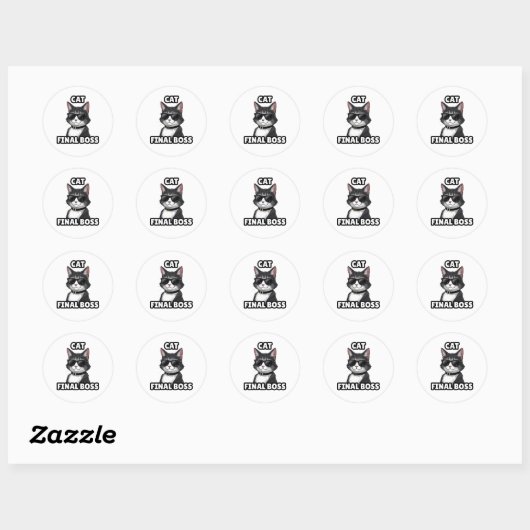 Katze Endboss Cool Sticker (Blatt)