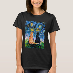 Katze Engel Sternennacht Schwarze Katze und Tabby T-Shirt