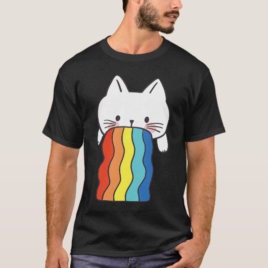 Katze Erbrechen Regenbogen Katze Erbrechen farbig T-Shirt (Vorderseite)