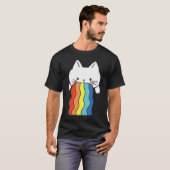 Katze Erbrechen Regenbogen Katze Erbrechen farbig T-Shirt (Vorne ganz)