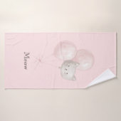 Katze Erröten Rosa Luftballons   Badehandtuch (Badehandtuch)