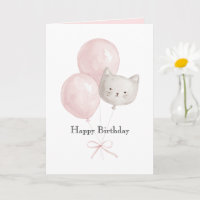 Katze Erröten Rosa Luftballons Geburtstag