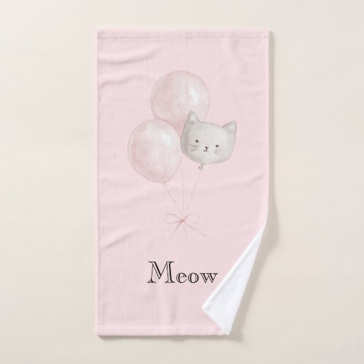 Katze Erröten Rosa Luftballons Handtuch (Handtuch)