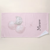 Katze Erröten Rosa Luftballons Strandtuch (Vorderseite)