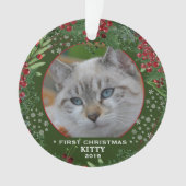 Katze Erste Weihnachtsschneeflocken Foto Ornament (Vorderseite)