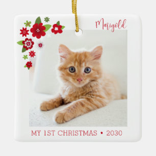 Katze Erstes Weihnachtsfoto Keramikornament