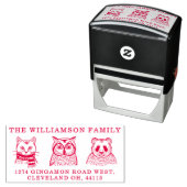 Katze, Eule und Panda Bären Rücksendeadresse Permastempel (Beispiel)