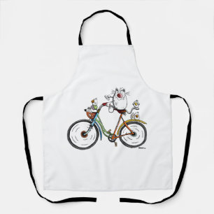 Katze fährt ein buntes Fahrrad - Katzen - Geschenk Schürze
