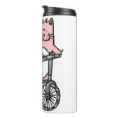 Katze fährt Fahrrad Thermosbecher (Nach rechts gedreht)