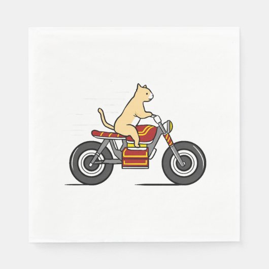 Katze fährt Motorrad Serviette (Vorderseite)