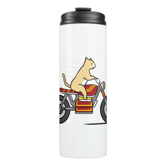 Katze fährt Motorrad Thermosbecher (Vorderseite)