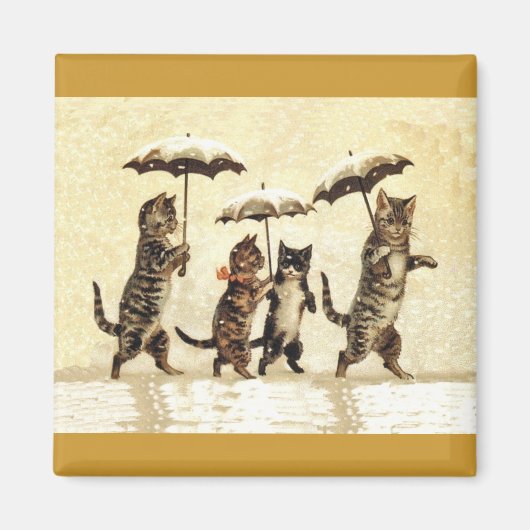 Katze Familie mit Schneeschuhwandern Magnet (Vorne)