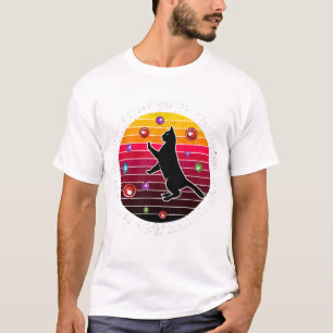 Katze fängt Bubble Retro Vintage Sonnenuntergang K T-Shirt