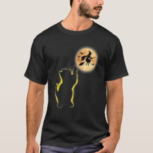 Katze fängt den Mond Halloween-Kostüm für Männer T-Shirt