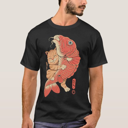 Katze fängt Karpfen T-Shirt (Vorderseite)