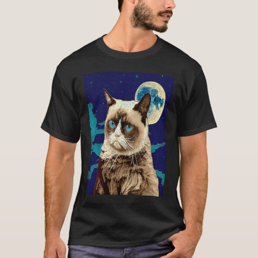 Katze Faultier Mond T-Shirt (Vorderseite)