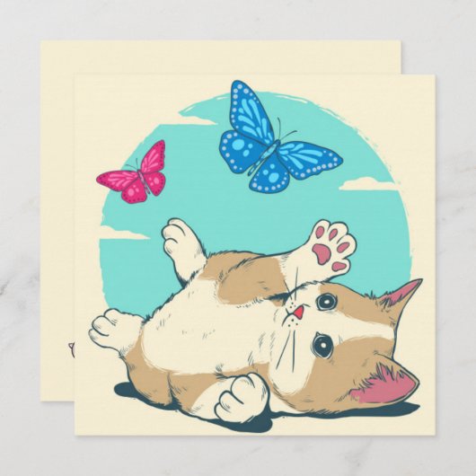 Katze Feiertagskarte (Vorne/Hinten)