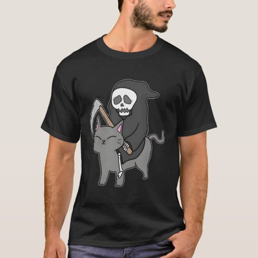 Katze Feline Pelz Halloween Trick oder Treat Bone T-Shirt (Vorderseite)