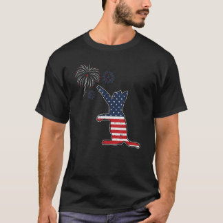 Katze Feuerwerk 4. Juli Amerikanische Flagge Patri T-Shirt