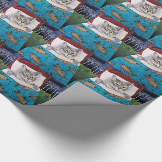 Katze Fische Geschenkpapier (Ecke)