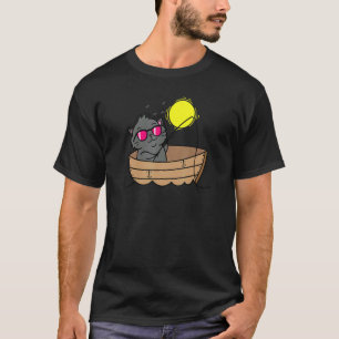 Katze fischt auf dem Boot bei Sonnenuntergang T-Shirt