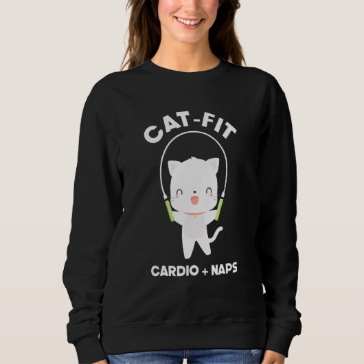 Katze Fit Kardio Nickerchen Kätzchen Springseil Sweatshirt (Vorderseite)