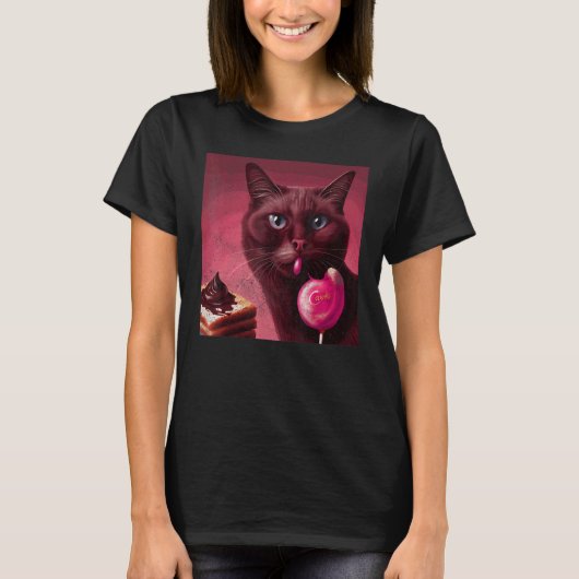 Katze Flamingo Schokolade T-Shirt (Vorderseite)