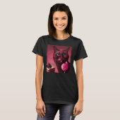 Katze Flamingo Schokolade T-Shirt (Vorne ganz)