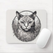 Katze Floral Schwarz-weiß Nahe Blume im Detail Mousepad (Mit Mouse)