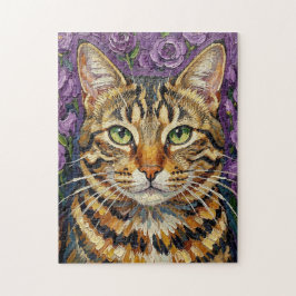 Katze & Floral | Süße künstlerische Katze Puzzle