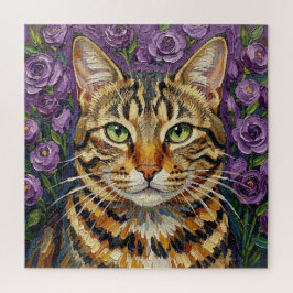 Katze & Floral | Süße künstlerische Katze Puzzle