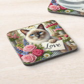 Katze Florist mit Liebe Getränkeuntersetzer (Linke Seite)