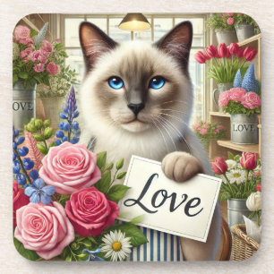Katze Florist mit Liebe Getränkeuntersetzer