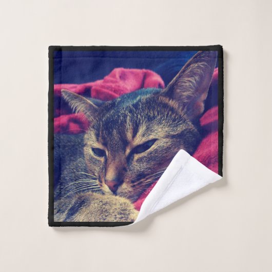 Katze, Foto, Haustiere, lustige Katze, pastellfarb Badhandtuch Set (Waschlappen)