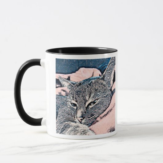 Katze, Foto, Haustiere, lustige Katze, pastellfarb Tasse (Links)