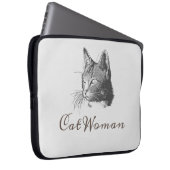 Katze Frau Zeichnend Sketch Niedlich Laptopschutzhülle (Vorne Rechts)
